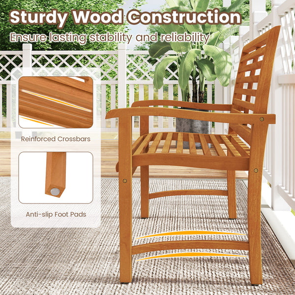 The teak wood combines robust strength with beautiful natural grain<br>Splinter-free surface for a safe and comfortable touch<br>Ensure lasting stability and reliability with sturdy construction<br>Support up to 800 lbs to accommodate 2 people sturdily<br