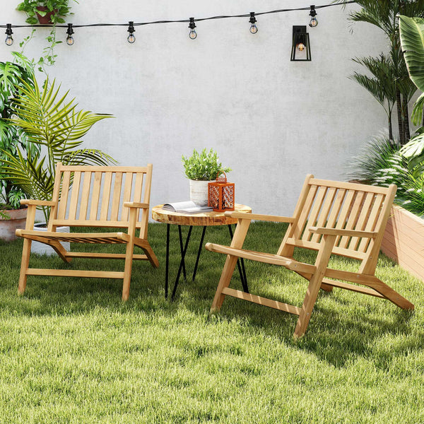 Ideal for long-lasting use with the robust teak wood material<br>Offers comfy support with the reclining backrest and armrests<br>Spacious seat ensures a comfortable seating experience<br>High-strength construction with a weight capacity up to 352 lbs<br>