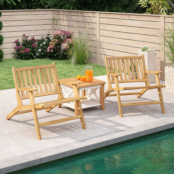 Ideal for long-lasting use with the robust teak wood material<br>Offers comfy support with the reclining backrest and armrests<br>Spacious seat ensures a comfortable seating experience<br>High-strength construction with a weight capacity up to 352 lbs<br>