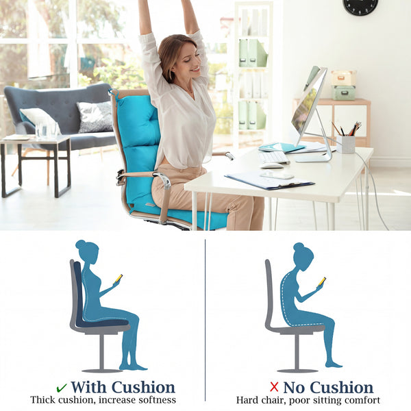 Superior sponge offers comfortable and soft sitting experience for you <br>Woven suede bedford cord provides smooth feeling and extra comfort <br>Convenient for you to suit different furniture with three-fold design <br>High quality string ties are not ea