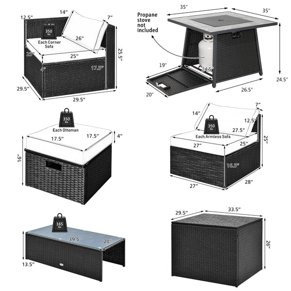Deliver in 5 boxes  may arrive on the different days(White/Turquoise/Black)<br>Deliver in 4 boxes  may arrive on the different days(Gray/Red/Navy) <br>2 bags of screws are packed in the different boxes (1 bag of screws in the fire pit table box and anothe