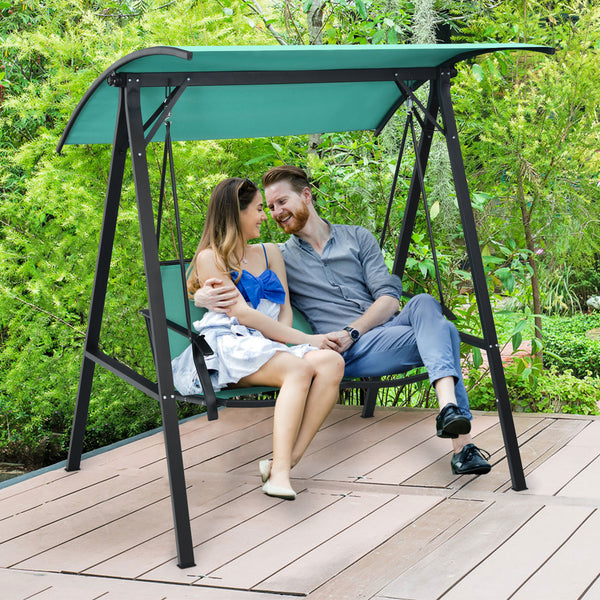 Breathable and spacious seat for perfect sitting experience<br>Sturdy steel frame provides strong stability and large bearing capacity<br>Weather-resistant polyester canopy offers sun protection and cool shade<br>Adjustable canopy can protective you from 