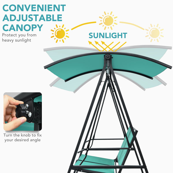 Breathable and spacious seat for perfect sitting experience<br>Sturdy steel frame provides strong stability and large bearing capacity<br>Weather-resistant polyester canopy offers sun protection and cool shade<br>Adjustable canopy can protective you from 