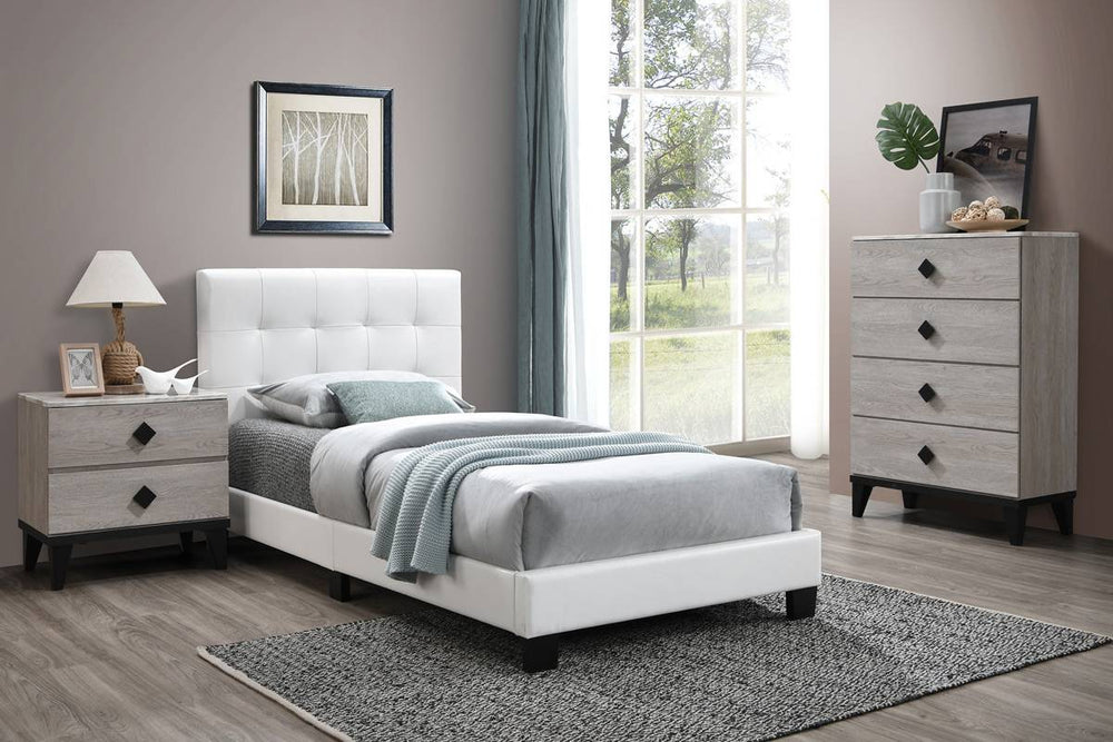 TWIN BED/WHITE PU
