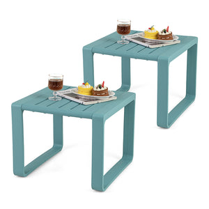 Weather-resistant PP material is suitable for long outdoor use<br>Classic slatted side table adds highlight to your living space<br>Blunted edge prevents accidentally bumps or injuries<br>Firm bolt connection account for reliable structure<br>Non-slip foo