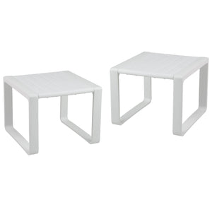 Weather-resistant PP material is suitable for long outdoor use<br>Classic slatted side table adds highlight to your living space<br>Blunted edge prevents accidentally bumps or injuries<br>Firm bolt connection account for reliable structure<br>Non-slip foo