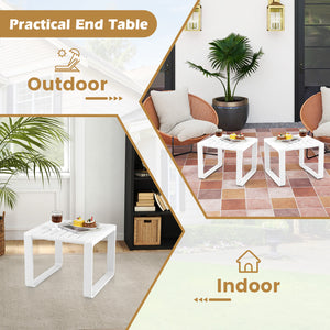 Weather-resistant PP material is suitable for long outdoor use<br>Classic slatted side table adds highlight to your living space<br>Blunted edge prevents accidentally bumps or injuries<br>Firm bolt connection account for reliable structure<br>Non-slip foo