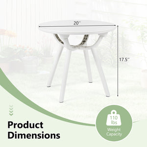 20" spacious round tabletop keeps your belongings organized and within easy reach<br>Provide space for the beverage  snack  magazine  coffee cup and potted plant<br>Crafted from premium PP and ABS materials for sun-protective and waterproof use<br>Rounded