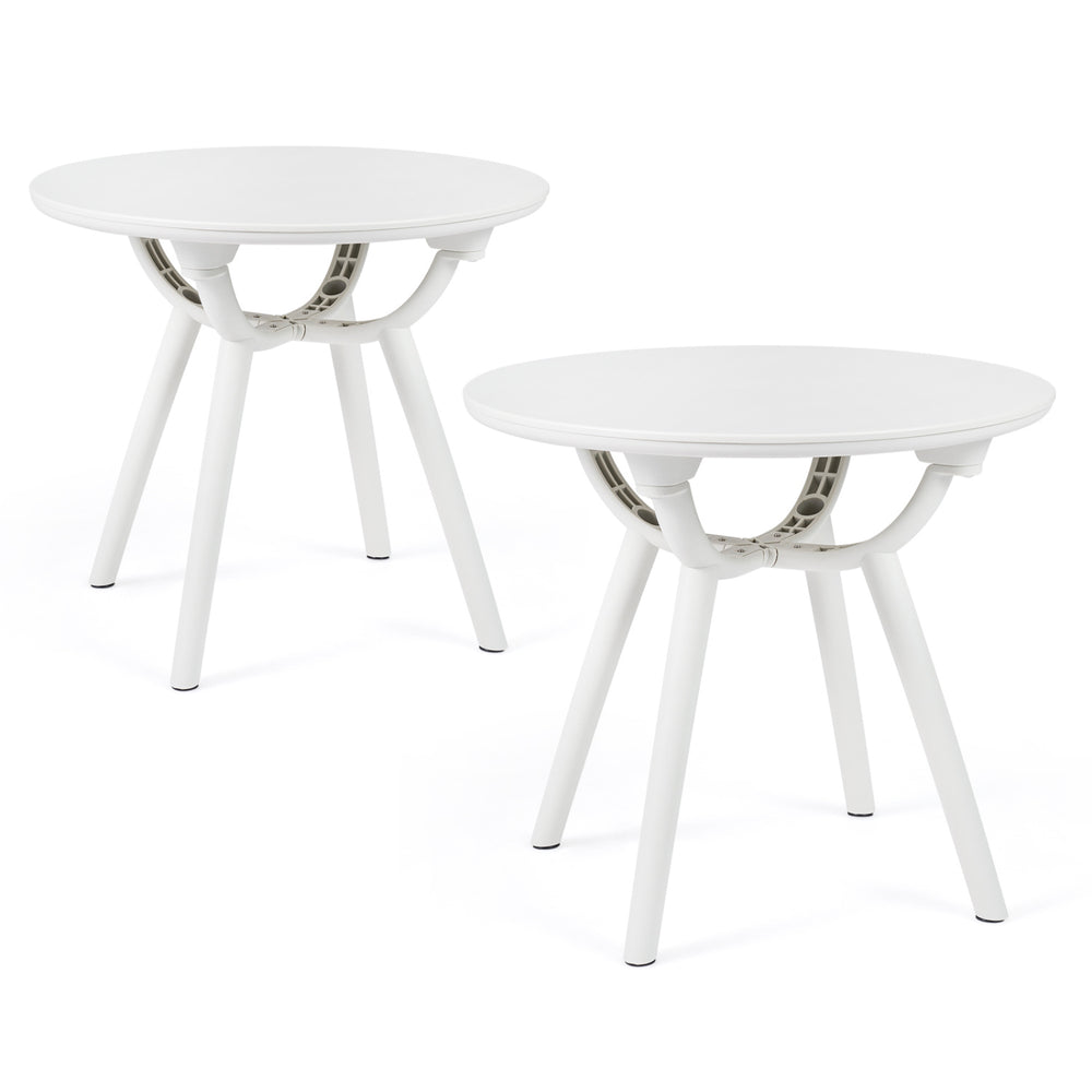 20" spacious round tabletop keeps your belongings organized and within easy reach<br>Provide space for the beverage  snack  magazine  coffee cup and potted plant<br>Crafted from premium PP and ABS materials for sun-protective and waterproof use<br>Rounded