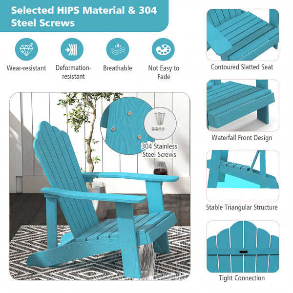 All weather and solid HIPS can last for a long time in outdoors<br>Wide seat provides comfortable sitting experience <br>Equipped with ergonomic armrests to relax your arms<br>High slanted backrest fits the curve of the human back<br>304 stainless steel s