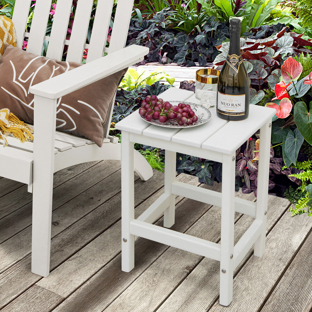 Remain its original color thanks to its sun-protective and colorfast HDPE material<br>Weather-resistant properties make this side table fit the outdoor environment<br>You can put this end table in the bathroom as well because it is waterproof<br>Endow thi