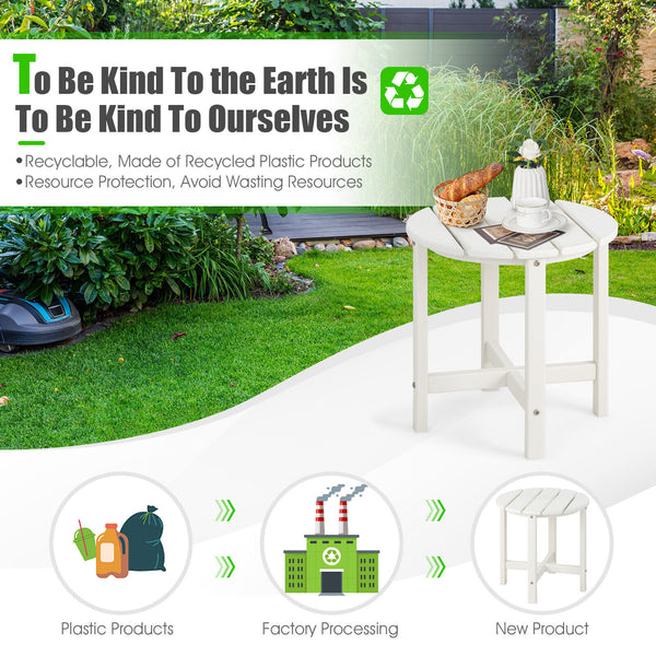 Remain its original color thanks to its sun-protective and colorfast HDPE material<br>Weather-resistant properties make this side table fit the outdoor environment<br>You can put this end table in the bathroom as well because it is waterproof<br>Endow thi