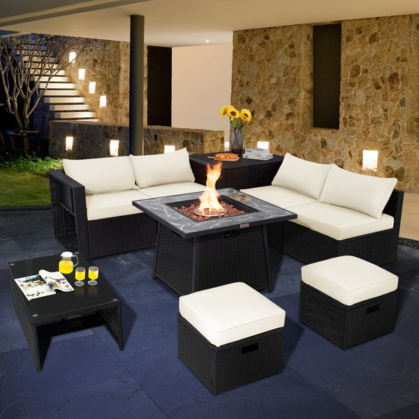 Deliver in 5 boxes  may arrive on the different days(White/Turquoise/Black)<br>Deliver in 4 boxes  may arrive on the different days(Gray/Red/Navy) <br>2 bags of screws are packed in the different boxes (1 bag of screws in the fire pit table box and anothe