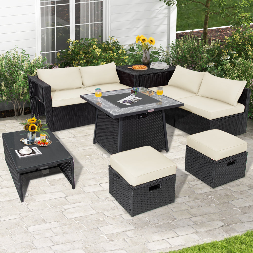 Deliver in 5 boxes  may arrive on the different days(White/Turquoise/Black)<br>Deliver in 4 boxes  may arrive on the different days(Gray/Red/Navy) <br>2 bags of screws are packed in the different boxes (1 bag of screws in the fire pit table box and anothe