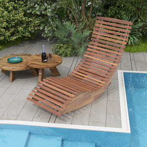 Enjoy pure relaxation by gently rocking back and forth<br>The bottom stoppers keep balance while rocking<br>High-quality acacia wood for strong stability and high durability<br>Enjoy spacious and breathable seating with widened and slatted seat<br>The hig