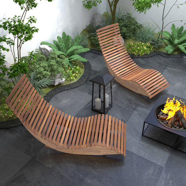 Enjoy pure relaxation by gently rocking back and forth<br>The bottom stoppers keep balance while rocking<br>High-quality acacia wood for strong stability and high durability<br>Enjoy spacious and breathable seating with widened and slatted seat<br>The hig
