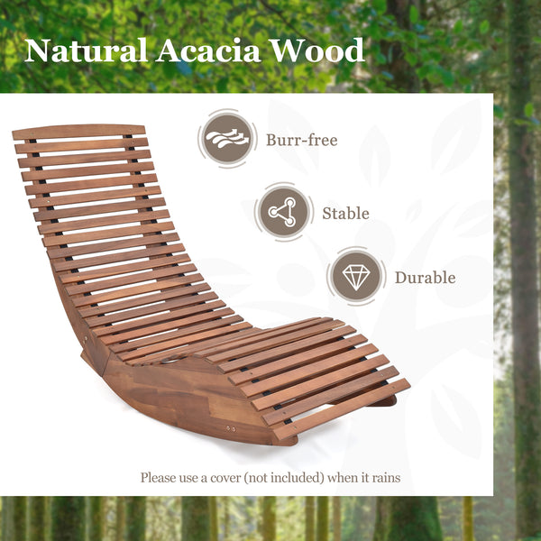 Enjoy pure relaxation by gently rocking back and forth<br>The bottom stoppers keep balance while rocking<br>High-quality acacia wood for strong stability and high durability<br>Enjoy spacious and breathable seating with widened and slatted seat<br>The hig