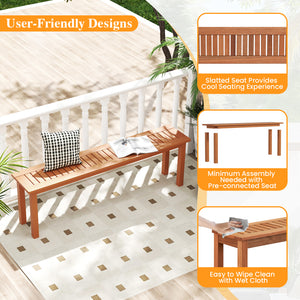 Highly resistant to wear and crack with its solid wood frame<br>Treated with teak oil to highlight and protect its natural wood grain<br>Slatted seat design improves ventilation for cooler seating<br>Strong connection and linking structure for higher stab