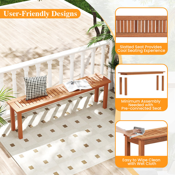 Highly resistant to wear and crack with its solid wood frame<br>Treated with teak oil to highlight and protect its natural wood grain<br>Slatted seat design improves ventilation for cooler seating<br>Strong connection and linking structure for higher stab