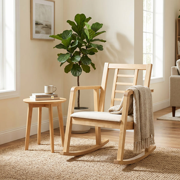 Reinforced under-seat support for additional stability<br>Quiet and gentle motion for ultimate relaxation with smooth rocking<br>The sturdy base ensures a stable and balanced rocking experience<br>Solid rubber wood brings long-lasting stability and high w