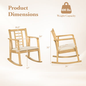 Reinforced under-seat support for additional stability<br>Quiet and gentle motion for ultimate relaxation with smooth rocking<br>The sturdy base ensures a stable and balanced rocking experience<br>Solid rubber wood brings long-lasting stability and high w