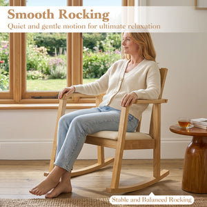 Reinforced under-seat support for additional stability<br>Quiet and gentle motion for ultimate relaxation with smooth rocking<br>The sturdy base ensures a stable and balanced rocking experience<br>Solid rubber wood brings long-lasting stability and high w