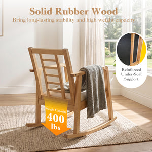 Reinforced under-seat support for additional stability<br>Quiet and gentle motion for ultimate relaxation with smooth rocking<br>The sturdy base ensures a stable and balanced rocking experience<br>Solid rubber wood brings long-lasting stability and high w
