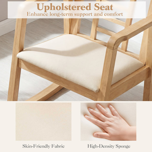 Reinforced under-seat support for additional stability<br>Quiet and gentle motion for ultimate relaxation with smooth rocking<br>The sturdy base ensures a stable and balanced rocking experience<br>Solid rubber wood brings long-lasting stability and high w