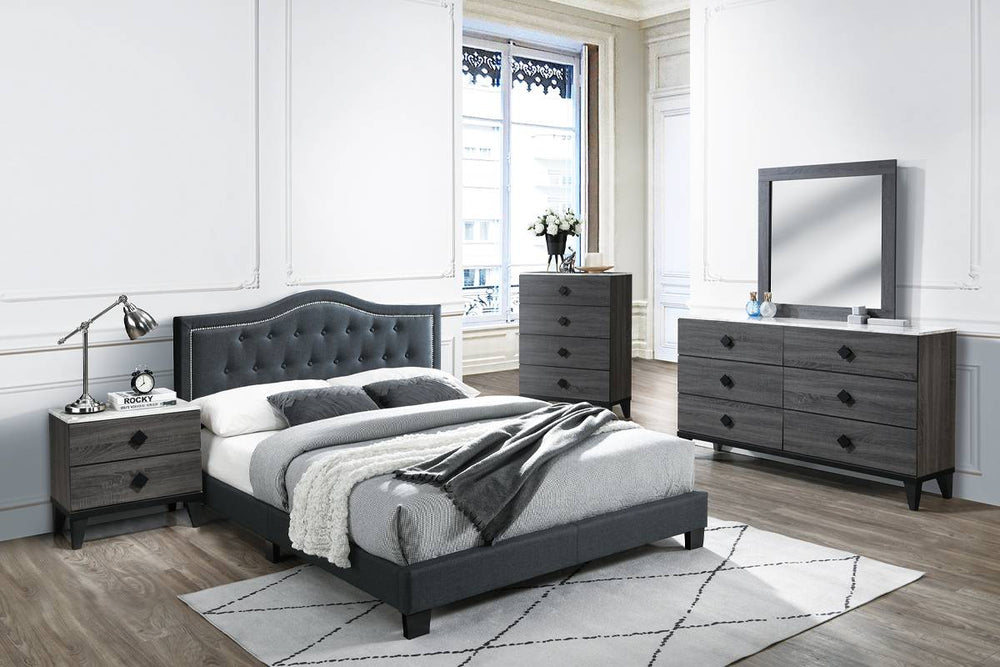 FULL BED/CHARCOAL BURPLAP