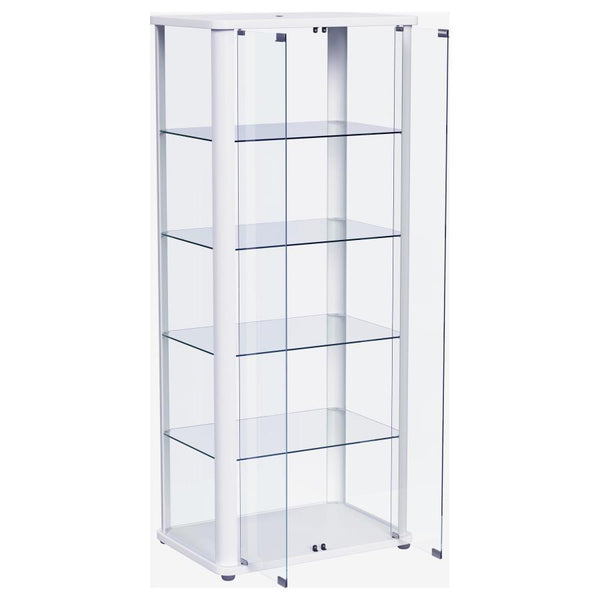Aero - 5-Shelf Display Curio Cabinet With LED Lighting - White
