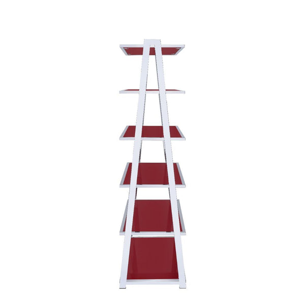 Coleen - Bookshelf - Red High Gloss & Chrome