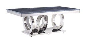 Balance your upholstered seating furniture with some high contrast elements that will make your living room feel more modern and complete. Sheen adds sparkle, Stainless steel frame works perfectly with cultured marble top. Shiny metal base designed with i