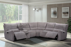 The Remsen 3-Piece Reclining Sectional in Latte Brown combines cozy comfort and practical features, making it an excellent addition to any living space. Its soft, textured brown upholstery, highlighted with gray and beige tones, is crafted from 100% easy-