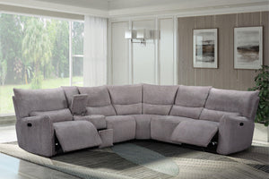 The Remsen 3-Piece Reclining Sectional in Latte Brown combines cozy comfort and practical features, making it an excellent addition to any living space. Its soft, textured brown upholstery, highlighted with gray and beige tones, is crafted from 100% easy-