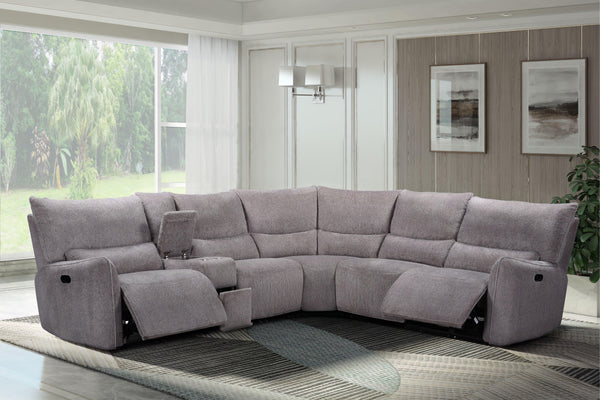 The Remsen 3-Piece Reclining Sectional in Latte Brown combines cozy comfort and practical features, making it an excellent addition to any living space. Its soft, textured brown upholstery, highlighted with gray and beige tones, is crafted from 100% easy-