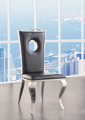 Add a modern touch to your dining room with the Cyrene dining room collection. This beautiful side chair is a piece of art for your dining room. The elegant lines of this understated collection provide versatility allowing this stunning chair to accompany