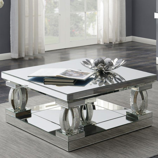  contemporary style to your living space. With its mirrored surfaces and sturdy construction