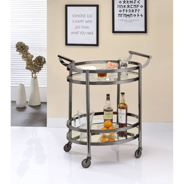 Lakelyn - Serving Cart - Black Nickel & Clear Glass