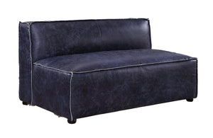 â€¢ Leg Height: 2-"<br/><br/><b>Product Features</b><ul><li>Case: 1Pc/1Ctn</li><li>Finish: Vintage Blue Top Grain Leather</li><li>Style: Contemporary</li><li>Materials: Upholstery, Wood Leg</li></ul><br/>