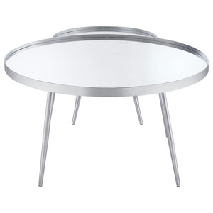 Kaelyn - 2 Piece Round Mirror Top Nesting Coffee Table - Chrome