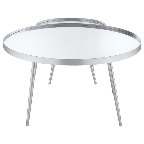 Kaelyn - 2 Piece Round Mirror Top Nesting Coffee Table - Chrome