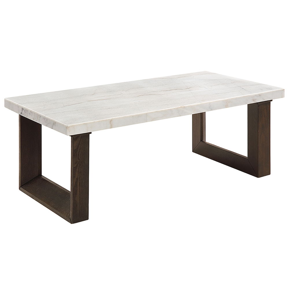 Edwyn - Coffee Table With Marble Top - White<br/><br/><b>Product Features</b><ul><li>Rectangular Coffee Table</li><li><br> Marble Top</li><li><br> Fixed Table Top</li><li><br> Double U-Shape Base</li></ul><br/>
