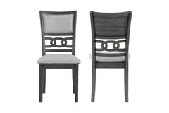 Enhance your dining space with this set of two New Classic Gia Wood Dining Chairs in a contemporary gray finish. Crafted from solid Rubberwood and Mindi veneers, these chairs offer a perfect blend of durability and aesthetic appeal. The gray finish, achie