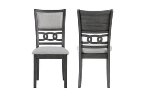 Enhance your dining space with this set of two New Classic Gia Wood Dining Chairs in a contemporary gray finish. Crafted from solid Rubberwood and Mindi veneers, these chairs offer a perfect blend of durability and aesthetic appeal. The gray finish, achie