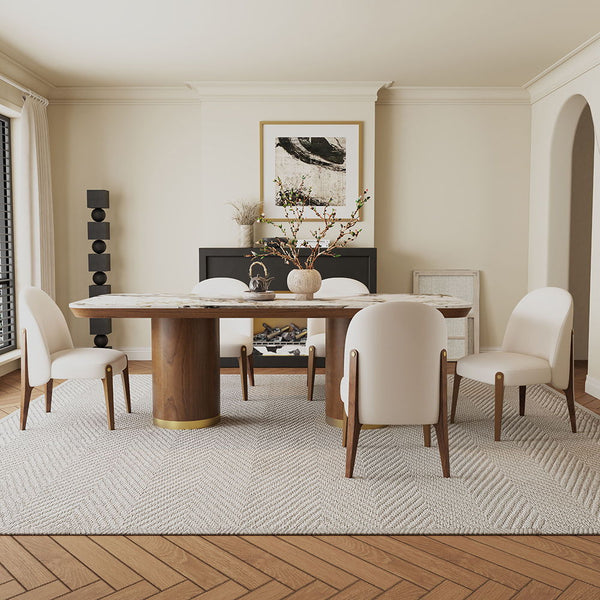 Willene - Dining Table With Ceramic Top - Walnut Finish