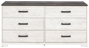 Shawburn - White / Black / Gray - Six Drawer Dresser