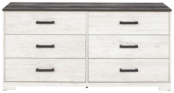 Shawburn - White / Black / Gray - Six Drawer Dresser
