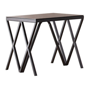 KD, Square End Table â€¢ NO Storage â€¢ Includes: Glass Top, Metal -"V-" Shape Frame-Base â€¢â€¢ CONSTRUCTION â€¢â€¢ TOP) 8mm Glass, without Beveled (NO Apron) â€¢ BASE) Metal Frame-Base: Sand Black Finish, Metal Tube, Powder Coating, Base Size: 19.75-" â