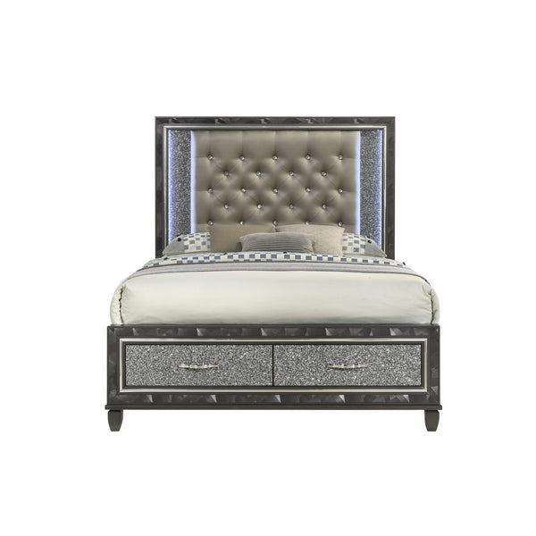 Radiance - 5/0 Queen Bed With Storage Only - Black Pearl