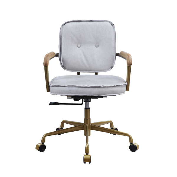 Swivel Office Chair(360 Degree) Adjustable Seat Height Wheels Included5-Star Base w/CastersTop Grain LeatherUpholstered Seat and Back Cushion<br/><br/><b>Product Features</b><ul><li>wivel Office Chair(360 Degree)â€§ Adjustable Seat Heightâ€§ Wheels Includ